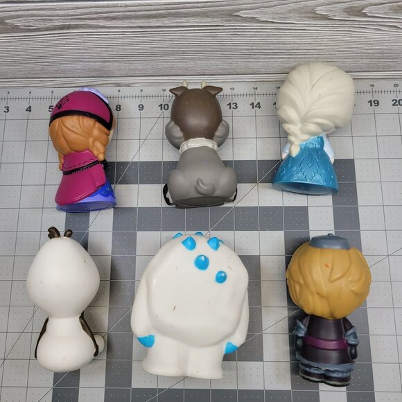 6 Disney Frozen Bath Vinyl Toy Figures Anna Elsa Kristoff Olaf Sven Marshmallow - Picture 3 of 3